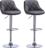 Designer Barkruk Daria - Met rugleuning - Stevig - Ergonomische barstoel - Zithoogte 60 - 82cm - Grijs - Set van 2 - Keuken en bar - In hoogte verstelbaar