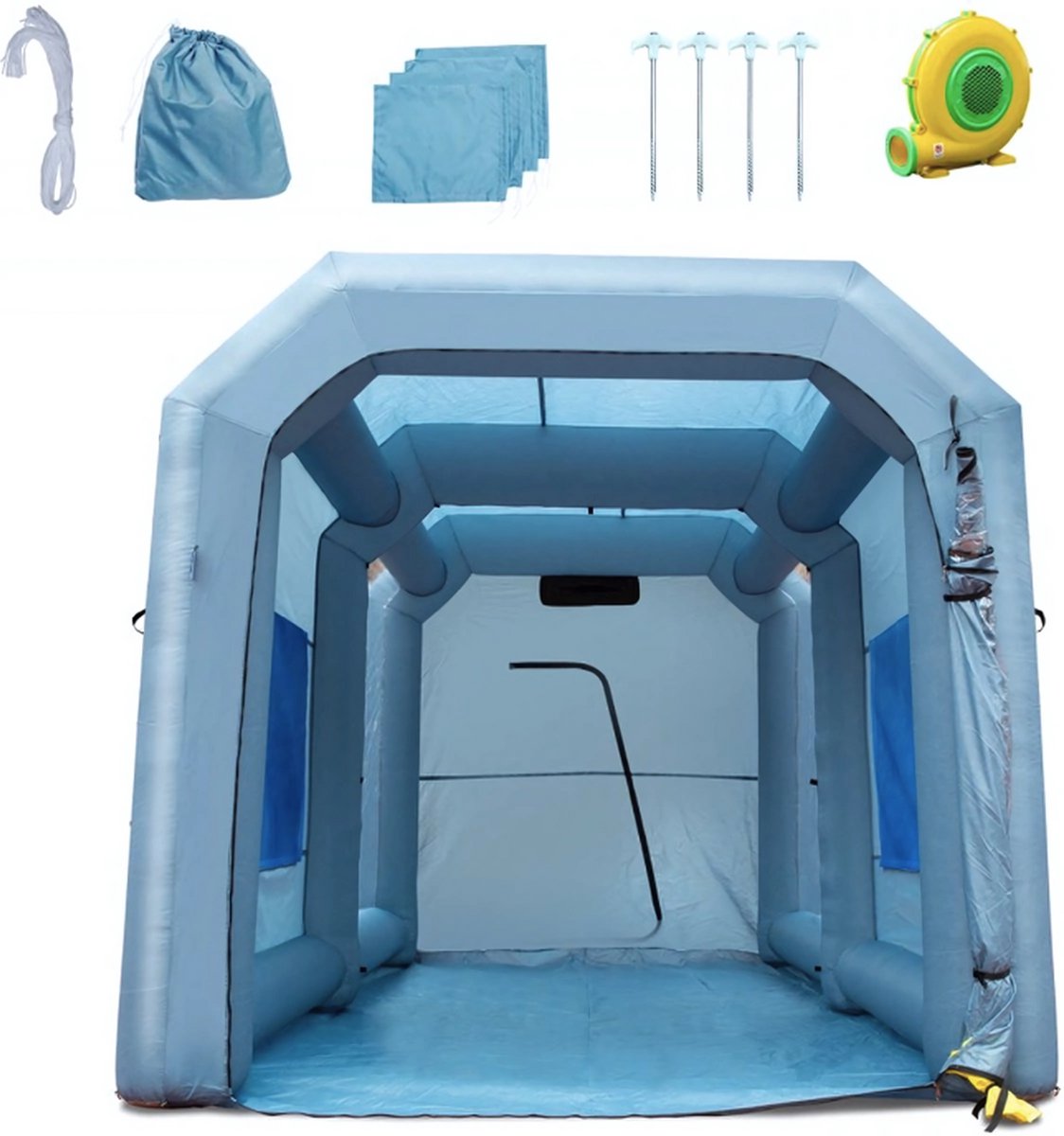Spuitcabine Lutea - Opblaasbaar incl. lucht filtersysteem - Verfspuit tent - 580x230cm - Airbrush - Spray booth - Opvouwbaar