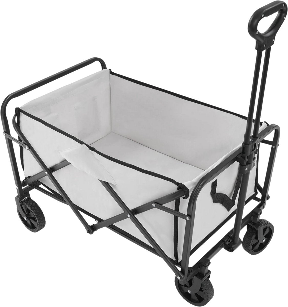 Bolderkar - Handkar Opvouwbaar - Boodschappenkar - Trolley - Voor Transport & Boodschappen - Verstelbare Handgreep, Zijvakken - Wit