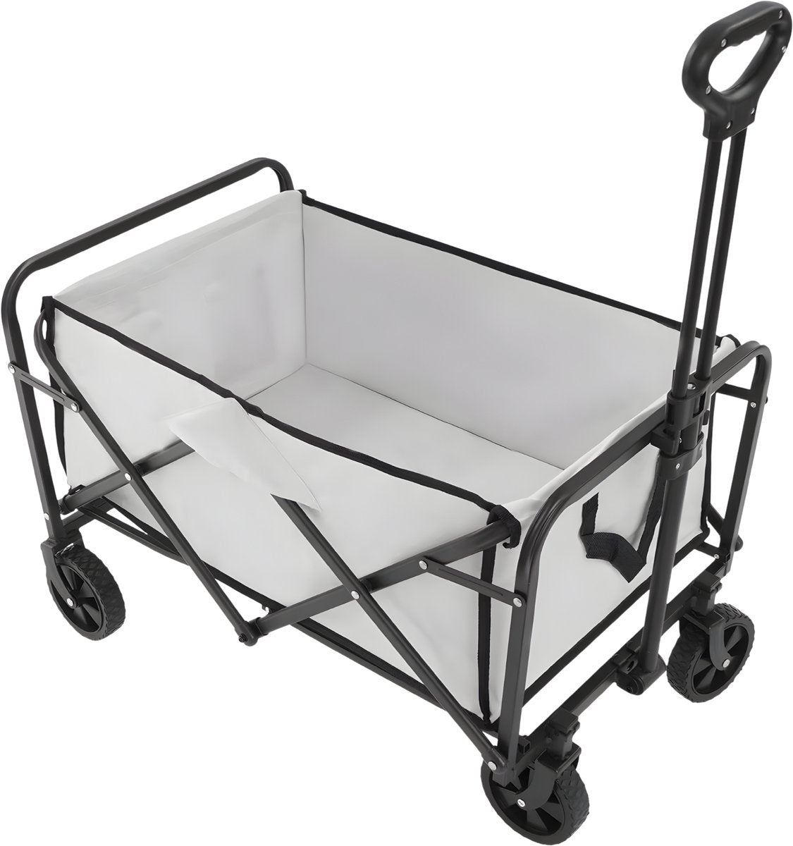 Opvouwbare Bolderkar – Bolderwagen - Voor strand, tuin en camping – Met wielen en duwstang – Khaki