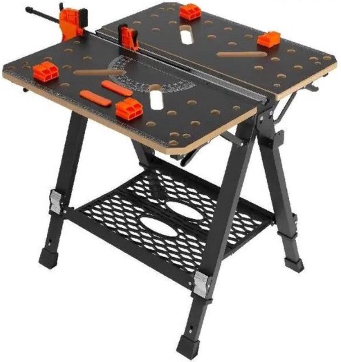 Inklapbare Werktafel - Professioneel - Houtbewerking - 7 Werkhoogtes - Klemsysteem - 454KG laadvermogen - Zwart