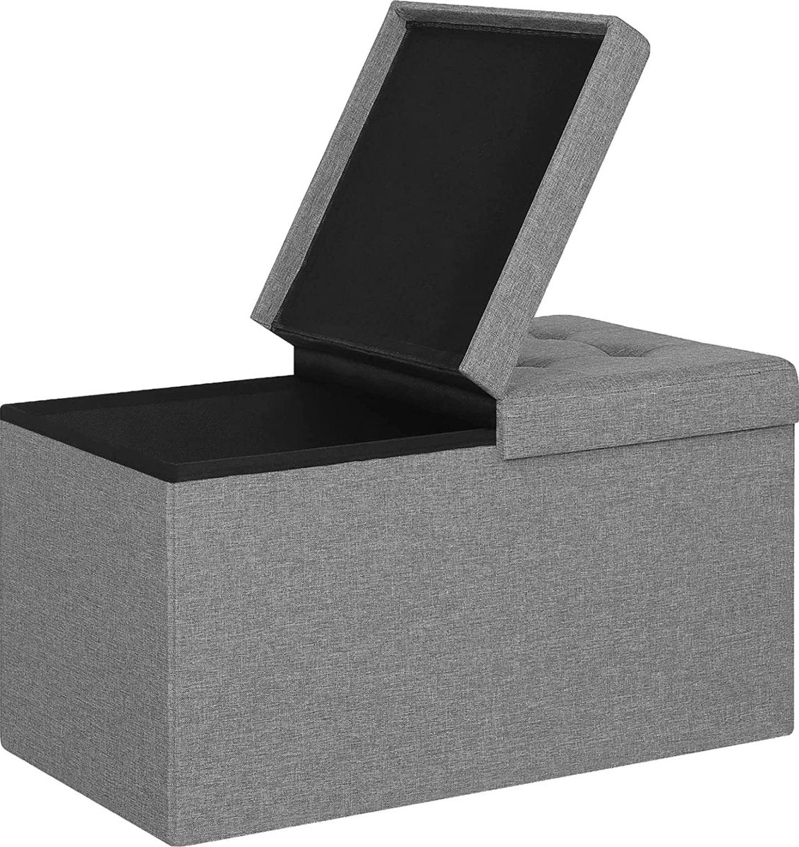 Moderne Opbergbank Luki - Met opbergruimte - Zitbank Poef - Voetenbank - Opbergbox hocker - Zitkist met deskel - Lichgrijs - Stof - 76x38x38 cm