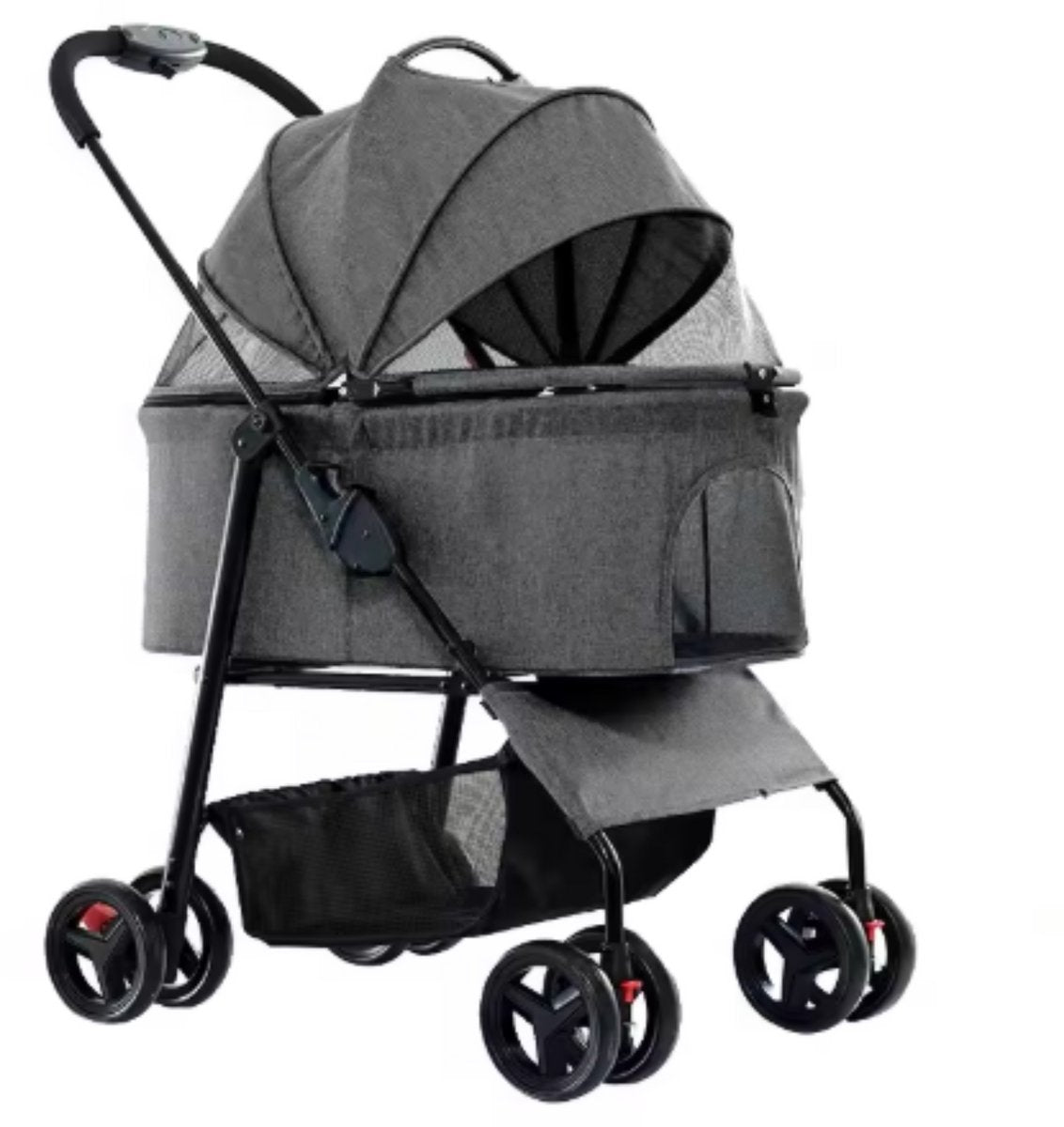 Hondenbuggy Fioren inklapbaar - All terrain - 30kg capaciteit - Ook voor katten - Comfort voor dieren - Grijs