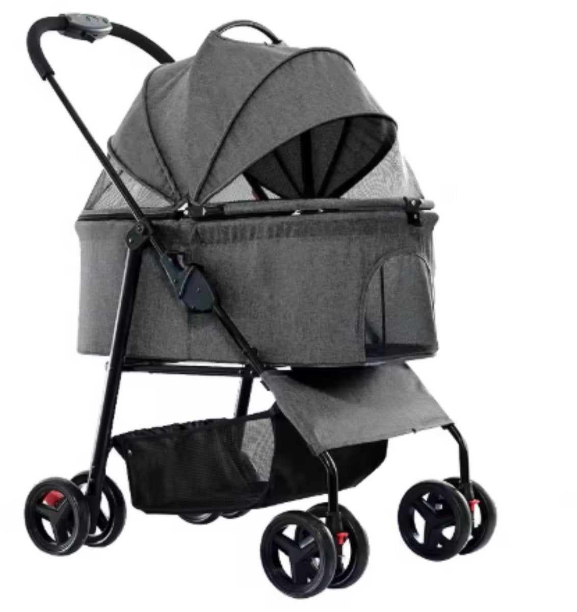 Hondenbuggy inklapbaar - All terrian - 30kg capaciteit - Ook voor katten - Comfort voor dieren - Grijs