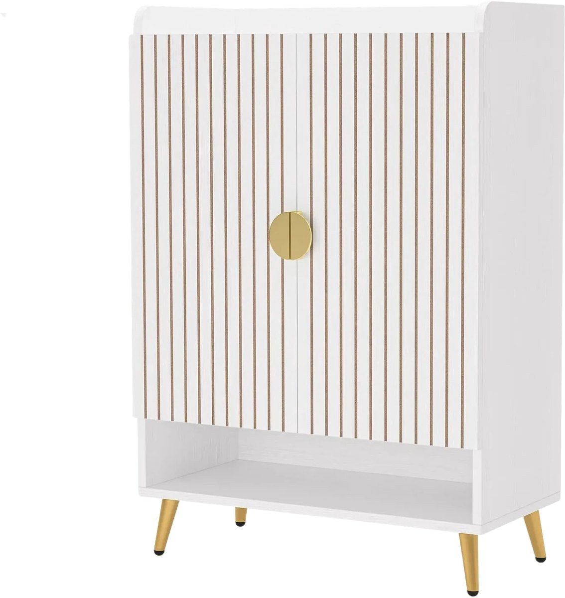 Schoenenkast Nero met deuren - Wit - Schoenenrek - 110cm - 6 laags - Houten opbergkast