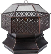 Tuinbarbecue Zyrell - Vuurkorf - Vuurschaal - Terrashaard - Rookbarbecue - Voor Buiten BBQ - Stalen Kopsapparaat met Brandvertragende Gaasafdekking - 76 cm