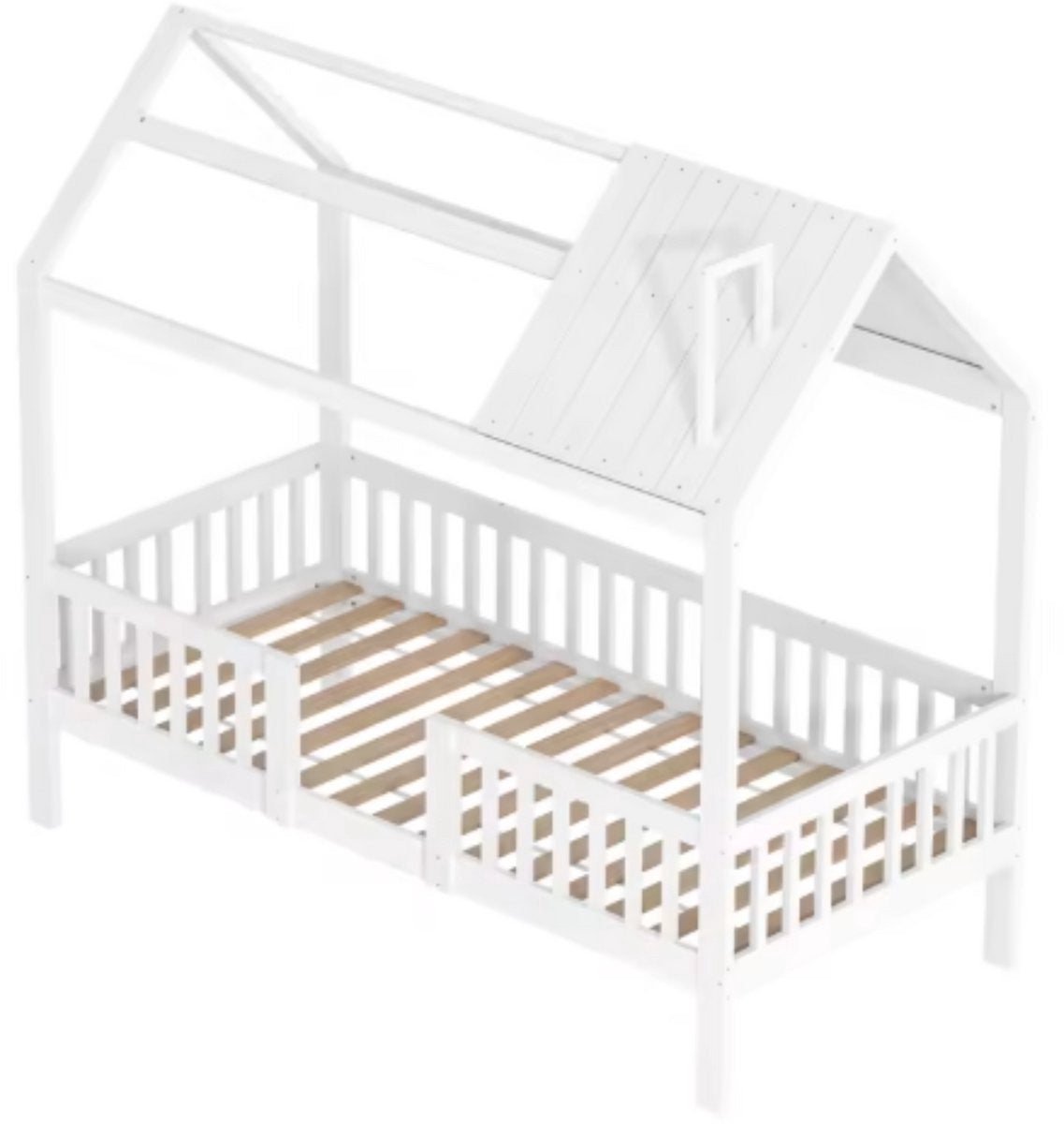 Kinderbed Fioren 90 x 200 cm - Voor Kinderen - Peuterbed - Met valbeveiliging - Met lattenbodem - Zonder matras