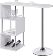 Happyment Bartafel Oxford - Met opbergruimte - Voor binnen - Keuken - Metalen poot - Hout - Rechthoekig - Wit - 113x40x105cm