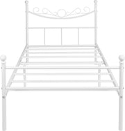 Happyment Metalen bedframe - 2 persoons twijfelaar - 140 x 200cm - Incl. lattenbodem - Wit