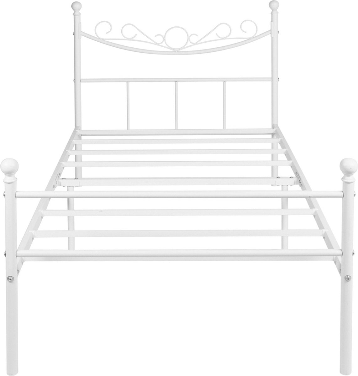 Happyment Metalen bedframe - 2 persoons twijfelaar - 140 x 200cm - Incl. lattenbodem - Wit