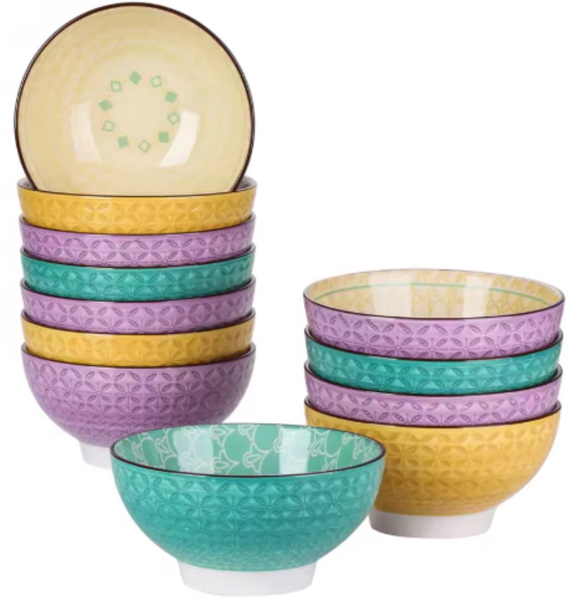 Valentina Serviesset Valenza - 12 delig - 12 persoons - Mozaïek - Dinerborden - Bordenset - Diepe borden - Ontbijtborden - Servies - Keukenservies