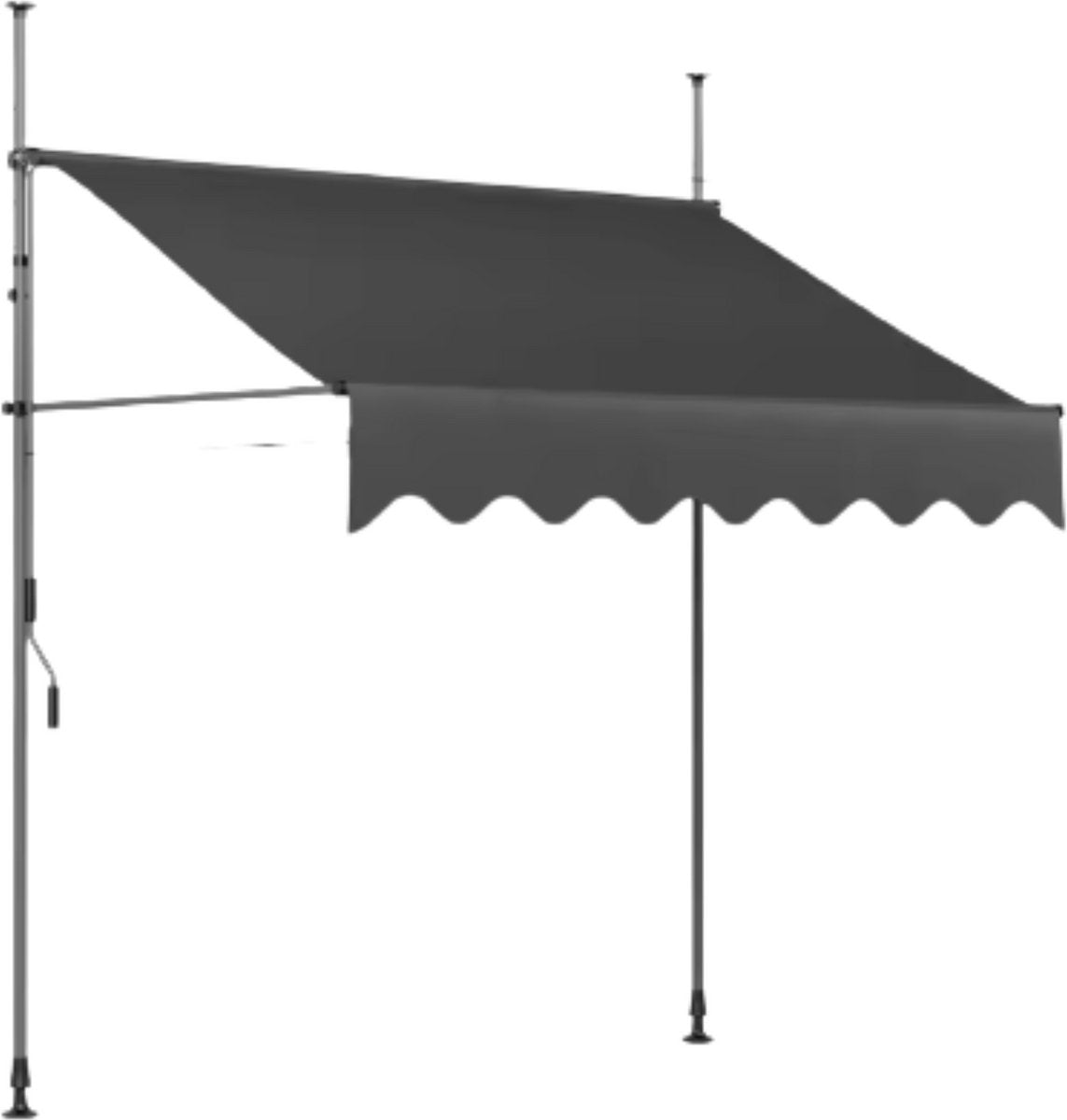 Zonneluifel - 250cm - Ook als balkonluifel - Terras - Knikarmscherm zonnescherm - Uitschuifbaar - PU Coating - In Hoogte Verstelbaar