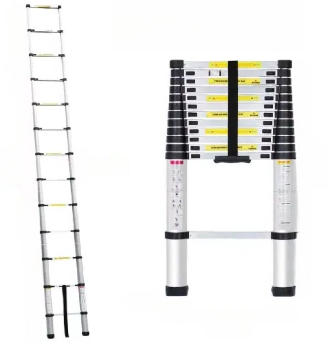 Telescopische Loft Ladder Yuda - 380CM - Opvouwbare Trapladder - Uitschuifbare Aluminium Ladder - Draagbaar - EN131 - Max. Belasting 150kg/330lb
