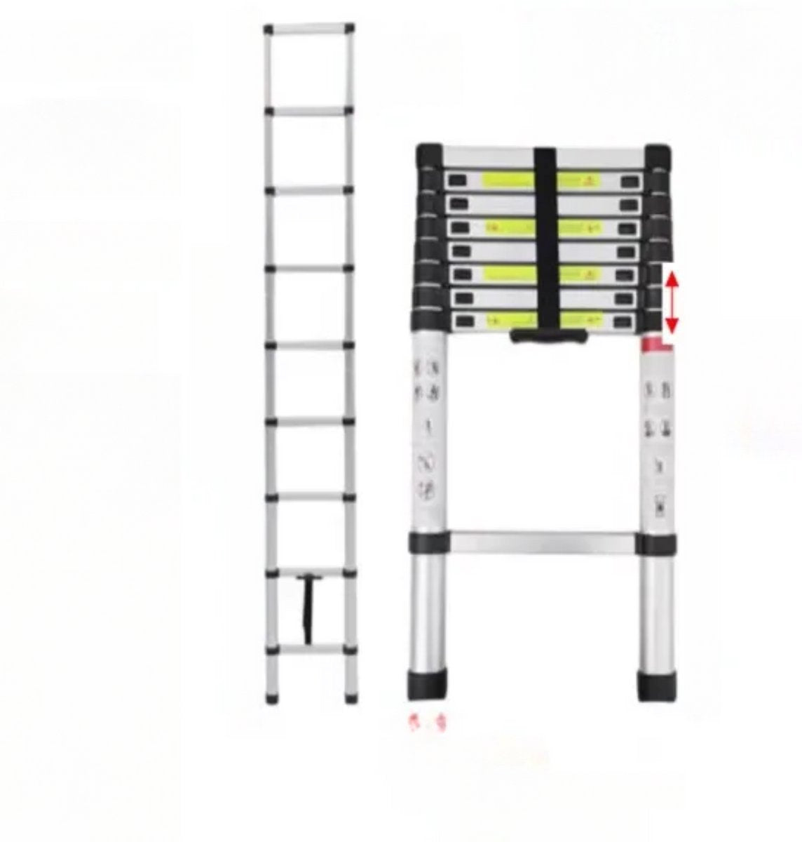 Telescopische Loft Ladder Deluxe - 260CM - Opvouwbare Trapladder - Uitschuifbare Aluminium Ladder - Draagbaar - EN131 - Max. Belasting 150kg/330lb