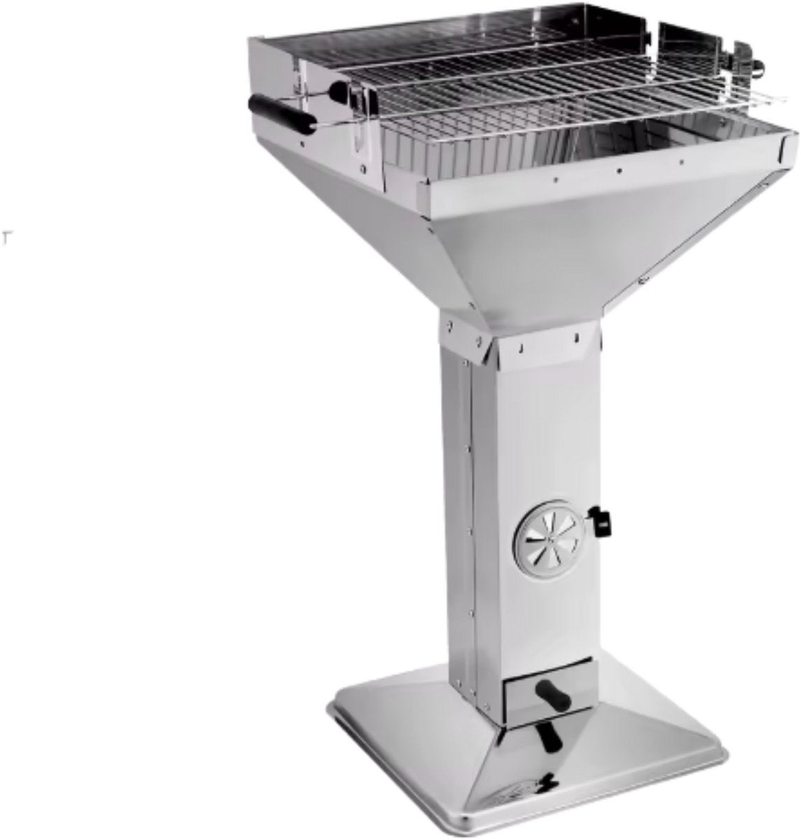Grill Houtskool BBQ Fioren - Voor Tuin, Camping & Outdoor - Draagbare Trechterbarbecue met Plank - Roestvrijstaal - 48x63x90 cm