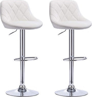 Designer Barkruk Lica - Met rugleuning - Stevig - Ergonomische barstoel - Zithoogte 60 - 82cm - Wit - Set van 2 - Keuken en bar - In hoogte verstelbaar