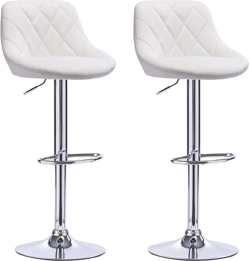 Designer Barkruk - Wit - Ergonomisch - Met rugleuning - Verstelbaar - Set van 2