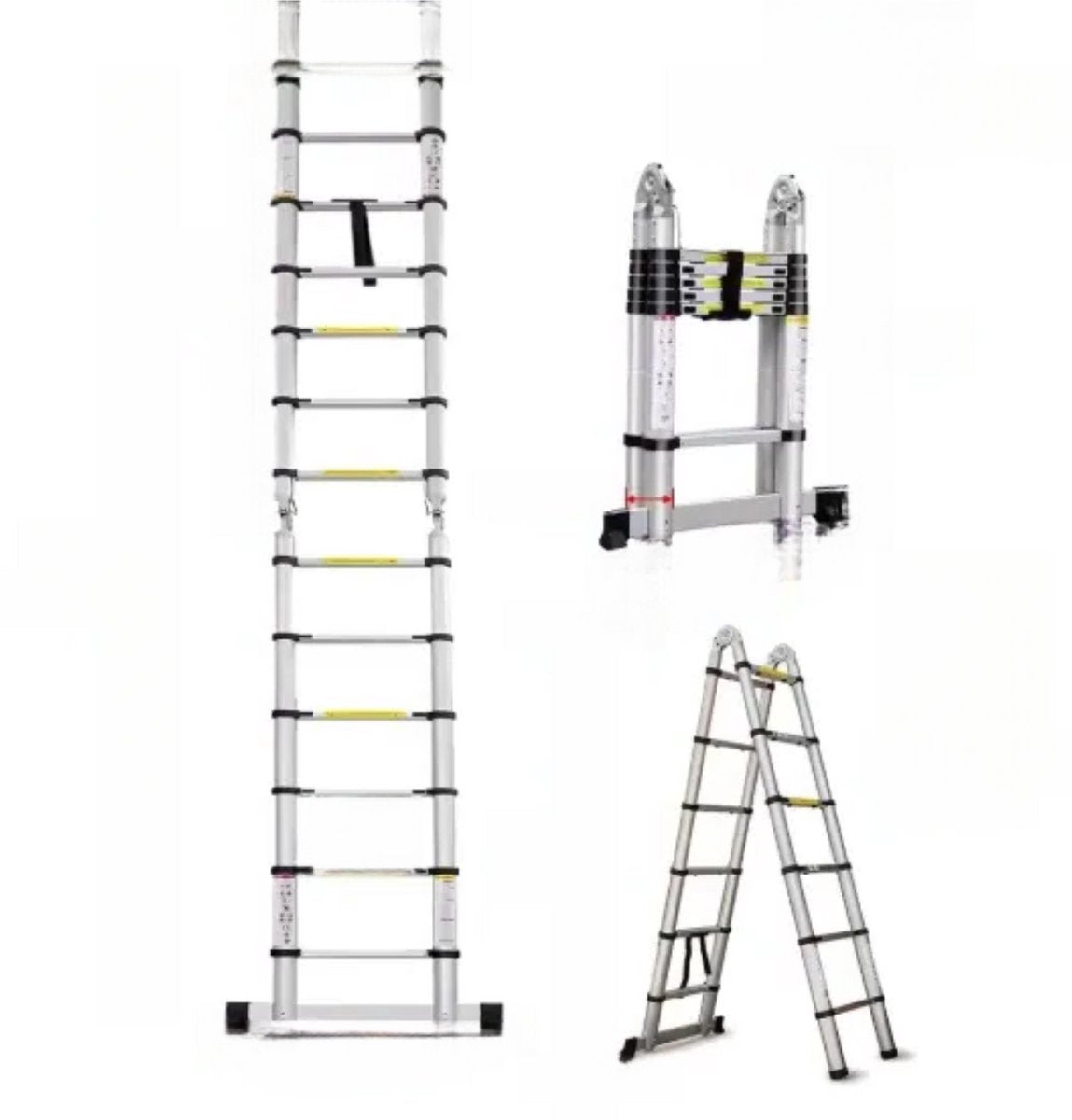 Telescopische Loft Ladder Liovo - 190CM - Opvouwbare Trapladder - Uitschuifbare Aluminium Ladder - Draagbaar - EN131 - Max. Belasting 150kg/330lb