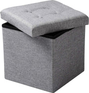 Happyment Poef Lichtgrijs - Met opbergruimte - Opbergbank Poef - Voetenbank - Opbergbox hocker - Zitkist met deskel - Stof - 50x35x45cm