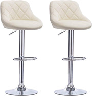 Designer Barkruk - Creme - Ergonomisch - Met rugleuning - Verstelbaar - Set van 2