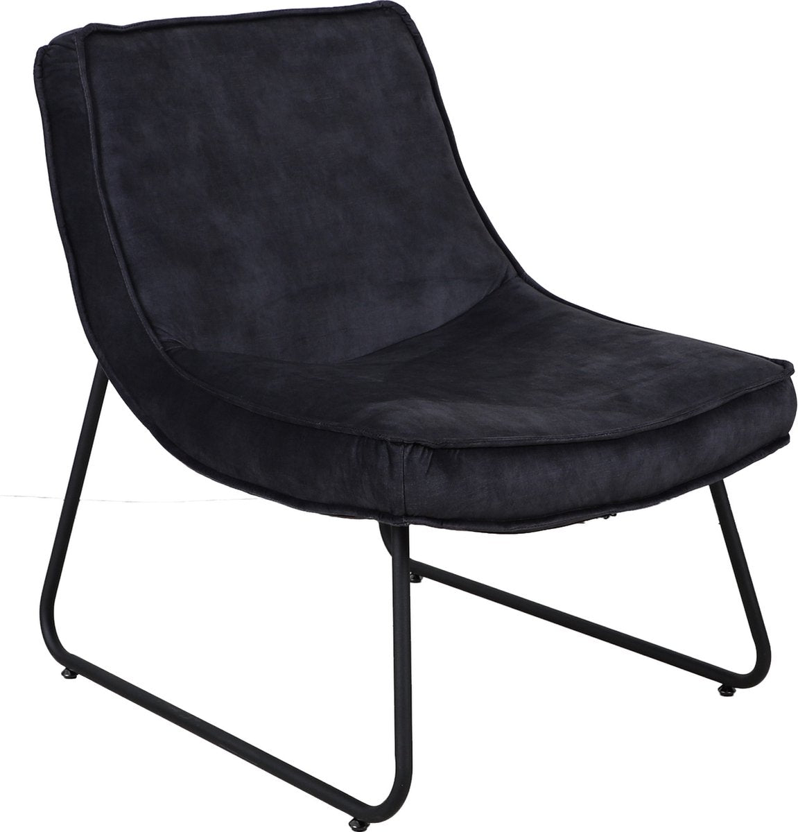 Happyment Modern Relaxstoel - Velvet - Fauteuil zwart - Woonkamer - Met armleuning