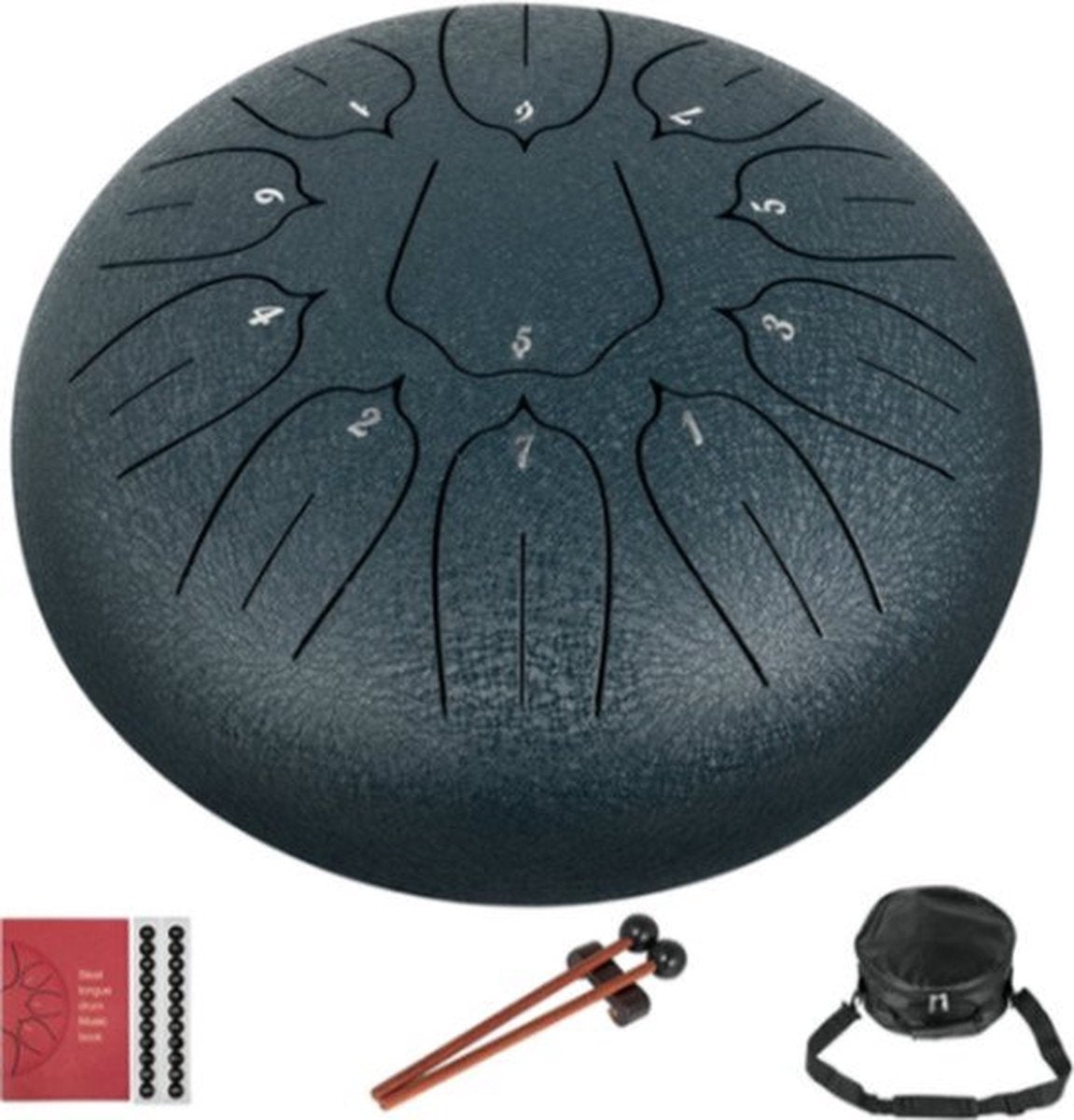 Happyment Steel Tongue Drum - 25 cm - 11 noten - Handdrum - Tong drum - Yoga - Handpan - Marineblauw