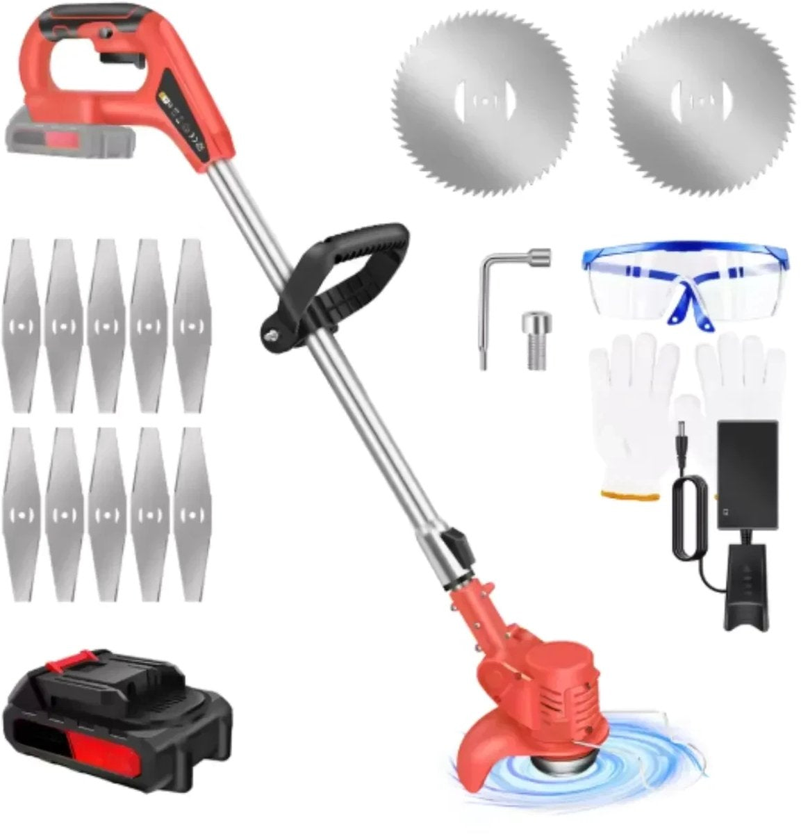 Elektrische Draadloze Grastrimmer 21V - Tuingereedschap met Accu - Grasmaaier & Snoeischaar - Voor Onkruid & Bloemen
