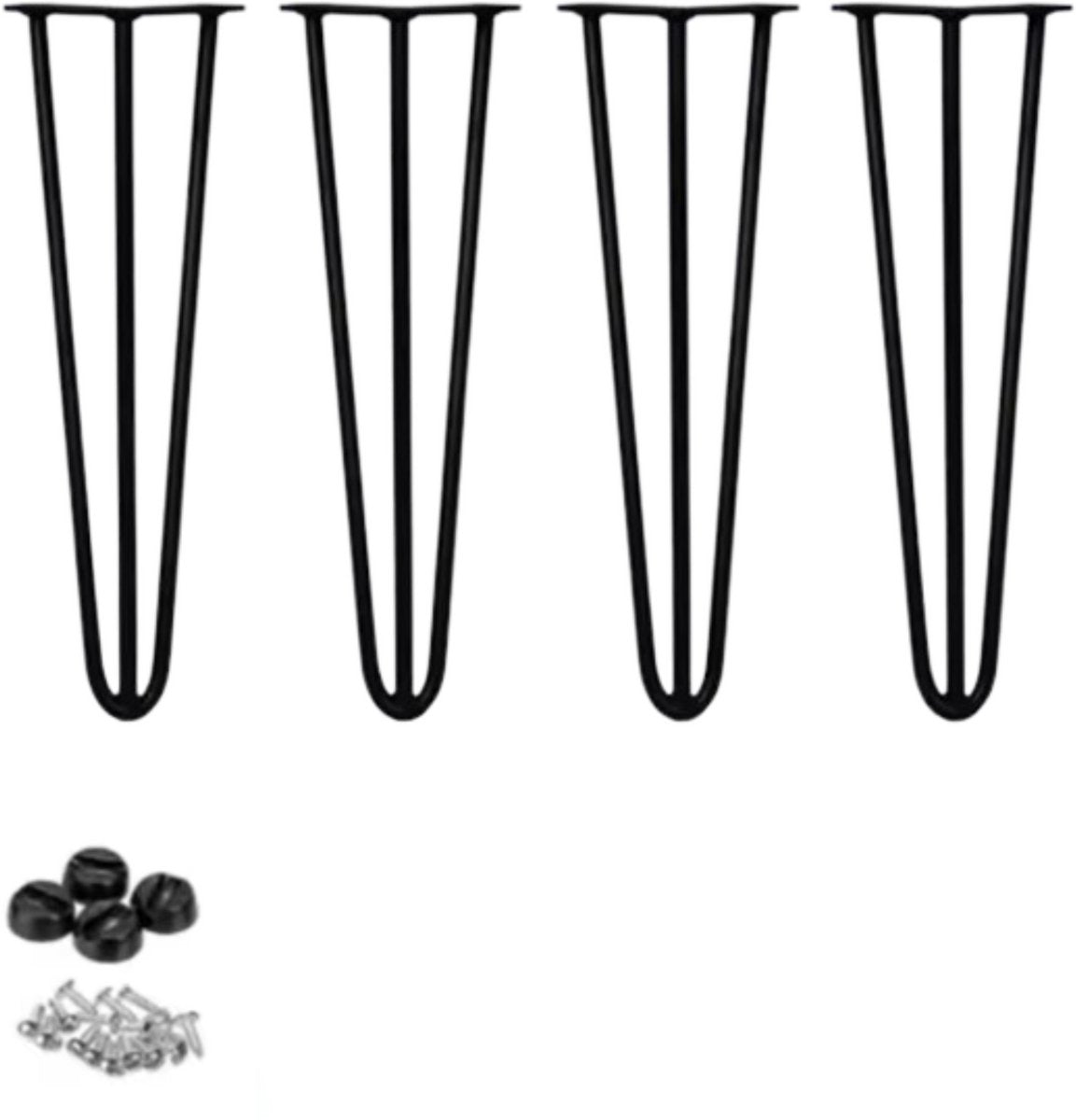 Haarspeld Tafelpoten 41cm - Set van 4 - Industrieel Zwart Staal - Voor Bijzettafel, Bank & DIY Meubels