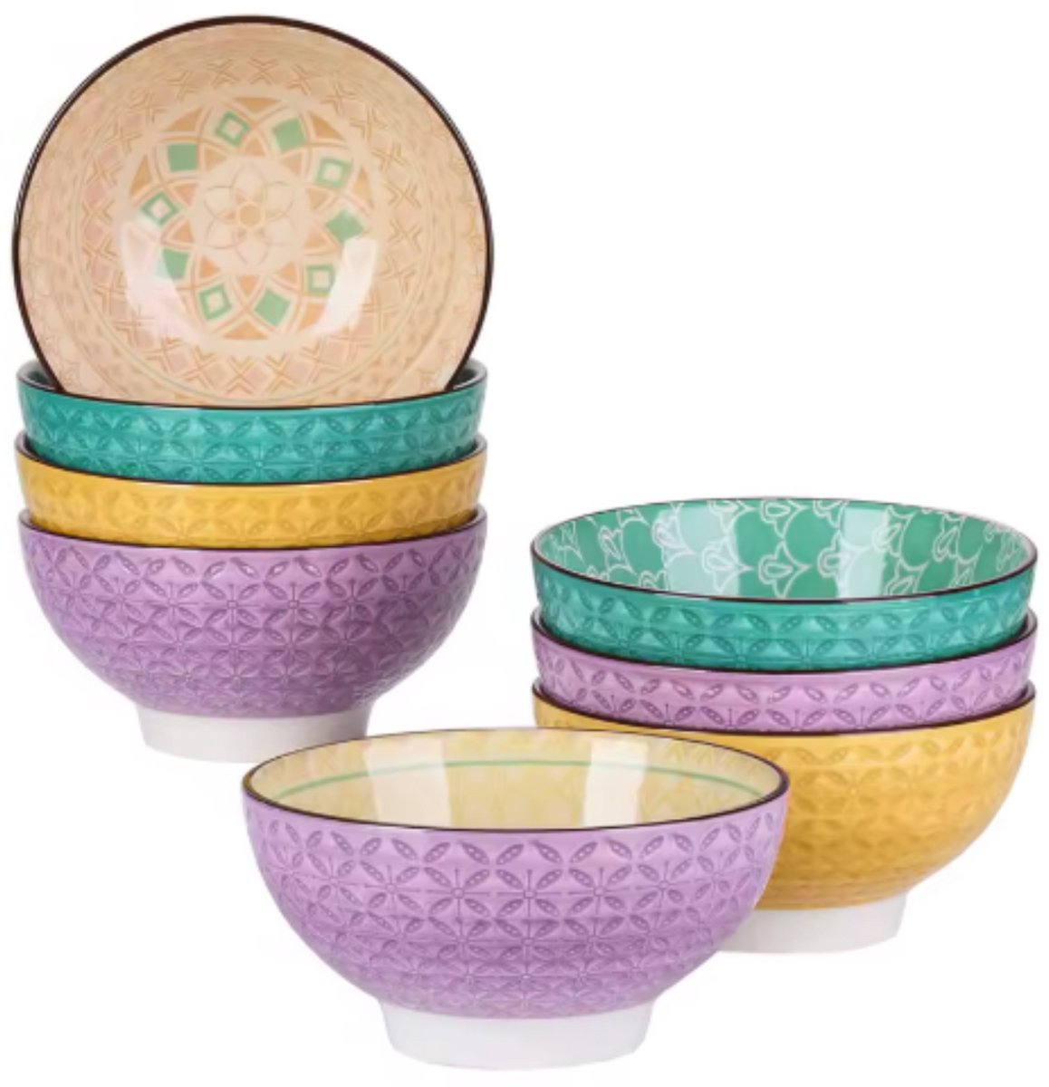 Belviano Serviesset - 8 delig - 8 persoons - Mozaïek - Dinerborden - Bordenset - Diepe borden - Ontbijtborden - Servies - Keukenservies