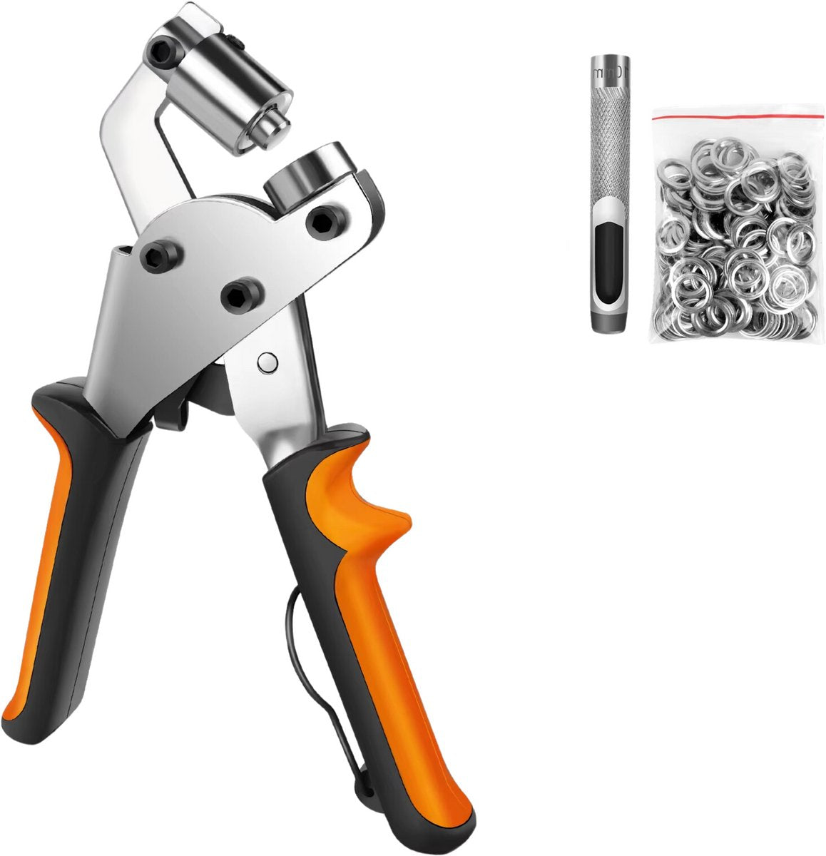 Grommet Tool Kit Tavien - 3/8 Inch Oogje Perstang - 10mm Handheld met 500 Stuks Zilveren Grommets voor Dekzeil en Kleding