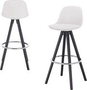 Hoge Barkruk - Zithoogte 75 cm - Wit Kunstleer - Met Rugleuning - Zwart Frame - Set van 1