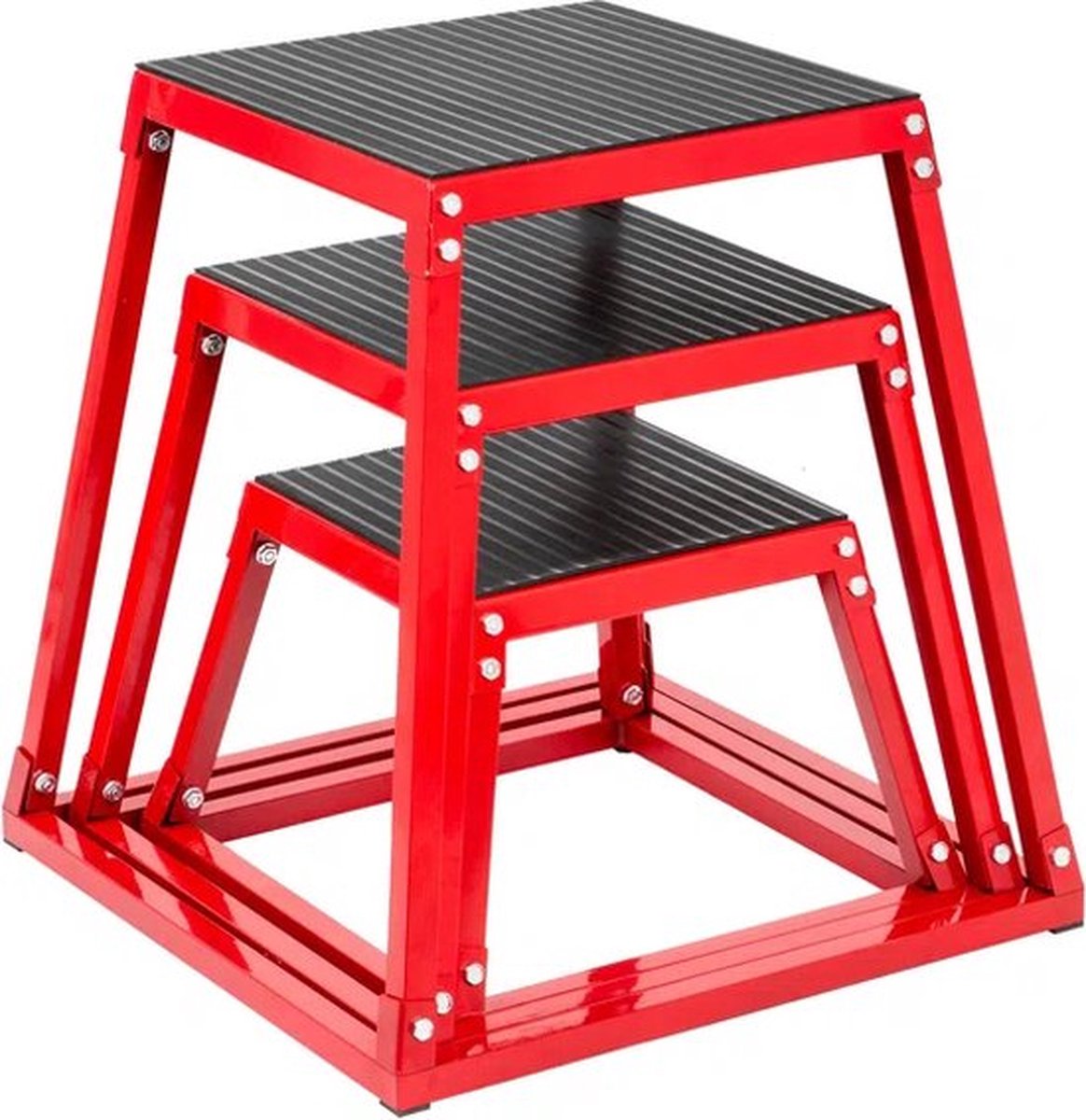 Happyment Jump Box - Fitness & Crossfit - 3 Stuks - 30/45/60 CM - Krachttraining - Rood