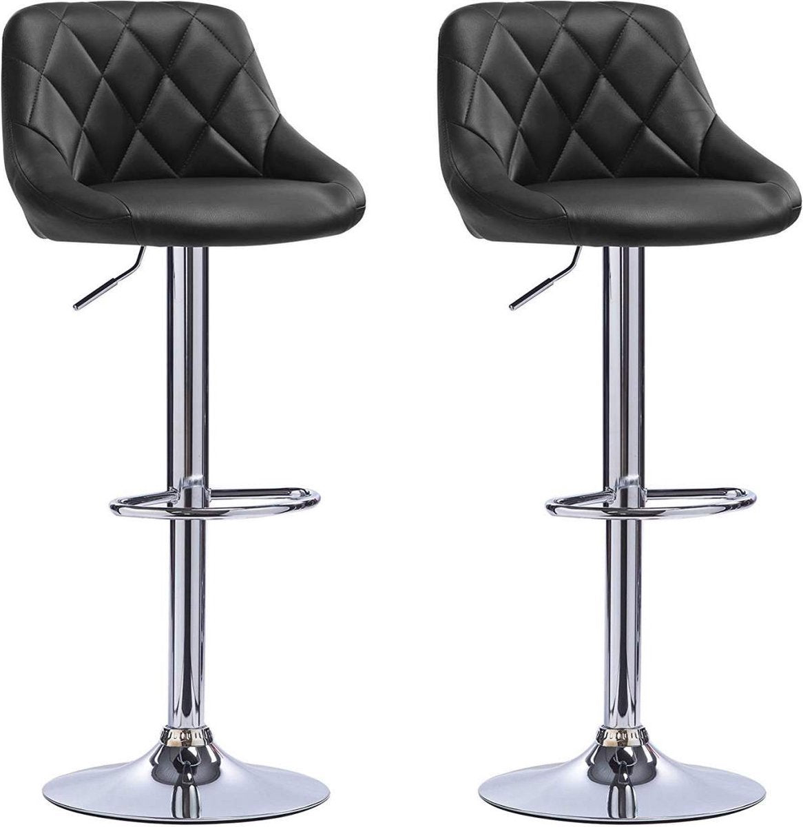 Barkruk - Rugleuning - Ergonomisch - Verstelbaar - Zithoogte 60-82cm - Zwart