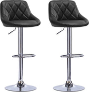 Designer Barkruk Gita - Met rugleuning - Stevig - Ergonomische barstoel - Zithoogte 60 - 82cm - Zwart - Set van 2 - Keuken en bar - In hoogte verstelbaar