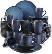 Ornate Ontbijtborden – 48 delig- 12 persoons – Blauw Keramisch – Dinerborden – Ontbijtborden