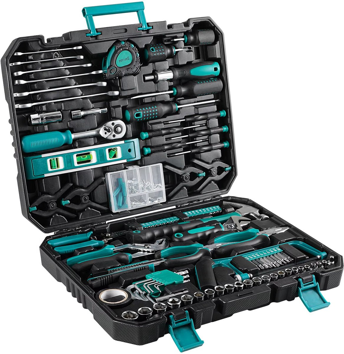 Gereedschapset - 198-delige - Gereedschapskoffer gevuld - Gereedschapstas - Gereedschapskist - Voor Thuis en autoreparatie - Handgereedschapset met rateldop en schroevendraaierset - Groen