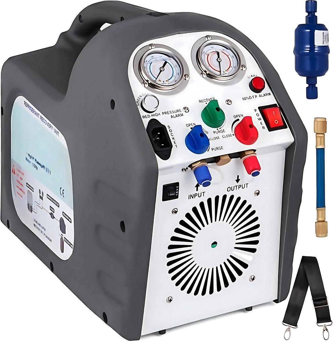 Koelmiddel Herstel Machine -Vacuümpomp- Olieloos- Luchtcompressor- 1440 Rpm Koelmiddelherstel Eenheid - 54x31x45 cm Werkstation