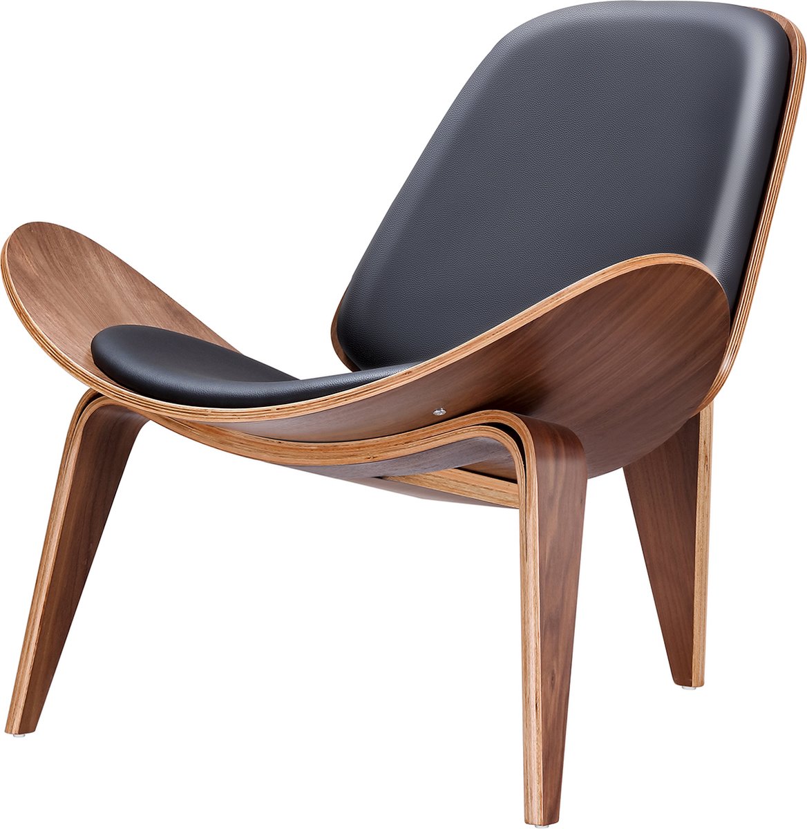 Happyment Moderne Stoel - Walnoothout - Fauteuil - Eyecatcher In De Kamer
