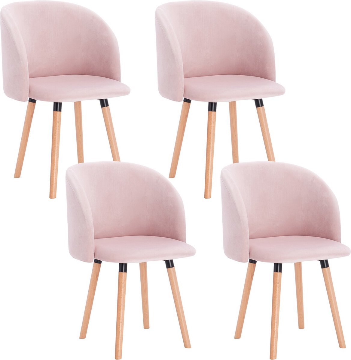 Stoelen Set van 4 - Velvet Roze - Met Armleuning - Eetkamerstoel - Vergaderstoel