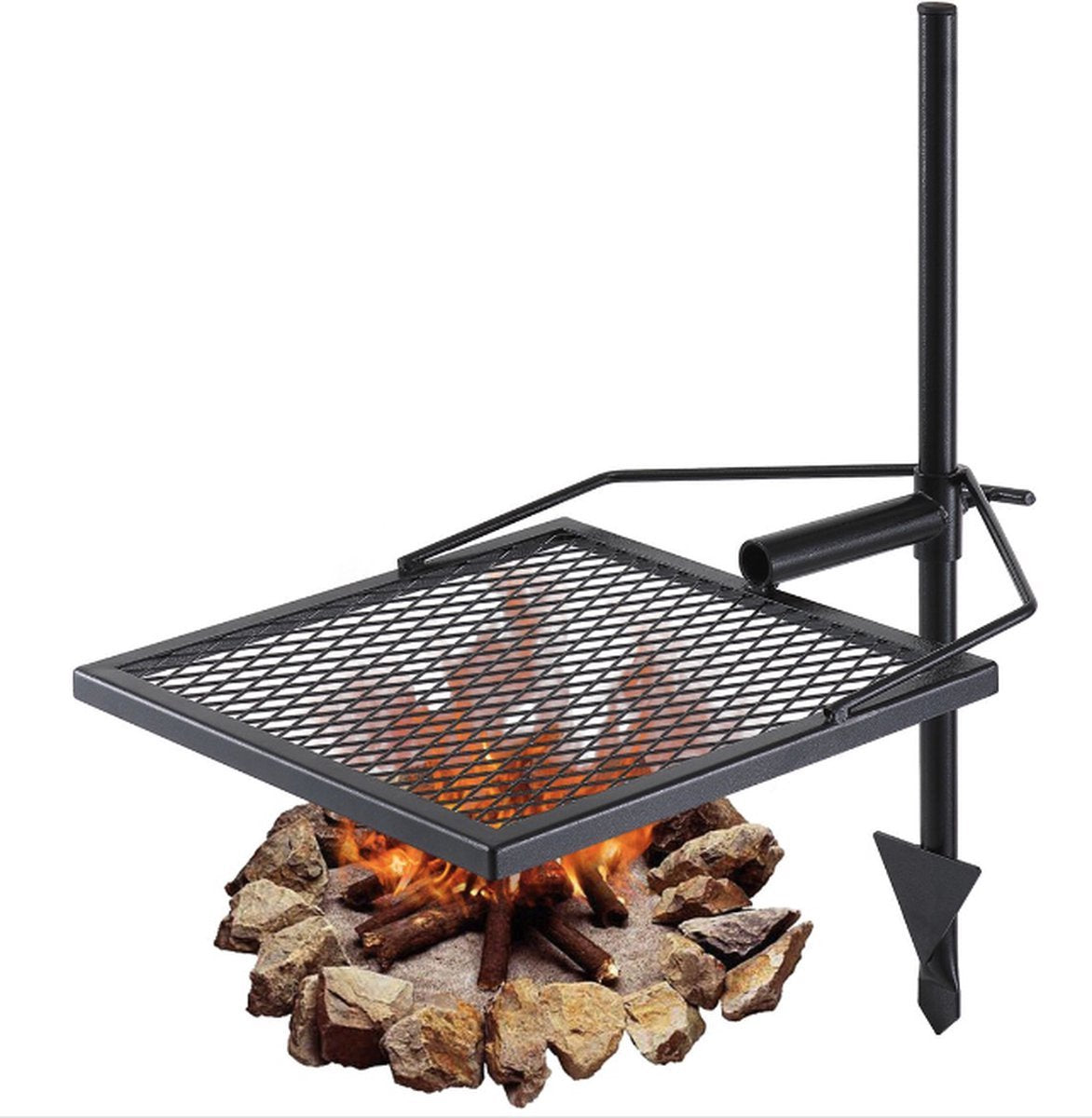 Draaibare Grill - 41x41cm - Staal - 6 kg Draagvermogen - Inclusief Draagtas - Zwart