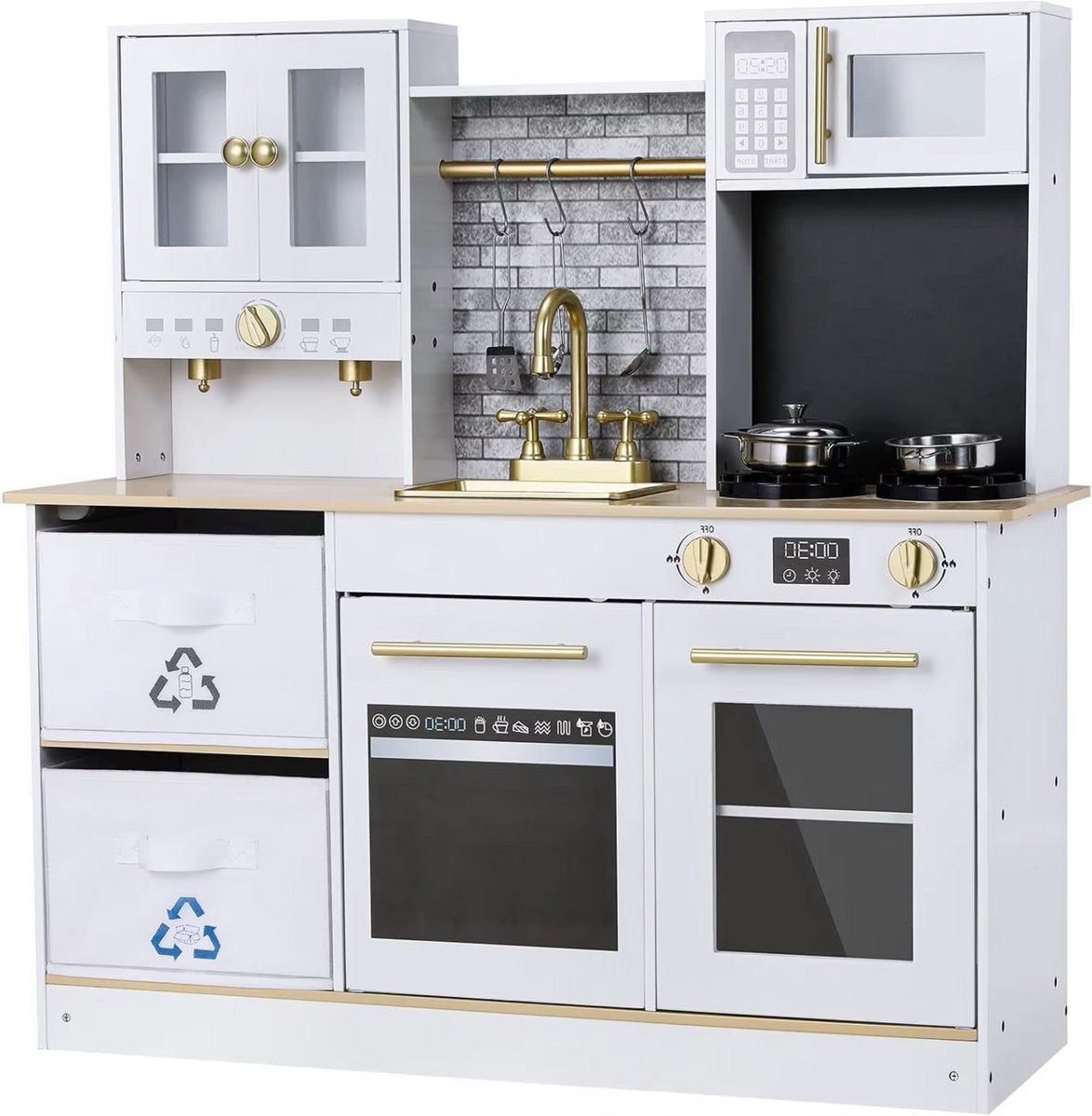 Moderne kinderkeuken - Met accessoires - Houten speelgoedkeuken - Licht- en Geluidseffecten
