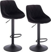 Bolt Edge Designer Barkruk - Zwart - Velvet - Ergonomisch - Verstelbaar - Zithoogte 60-82cm - Set van 2