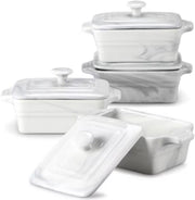 Imperial Ovenschaal – Marmer Look – 390ML – Braadslede – Rechthoekige schaal – 4 stuks – Hoogwaardige kwaliteit