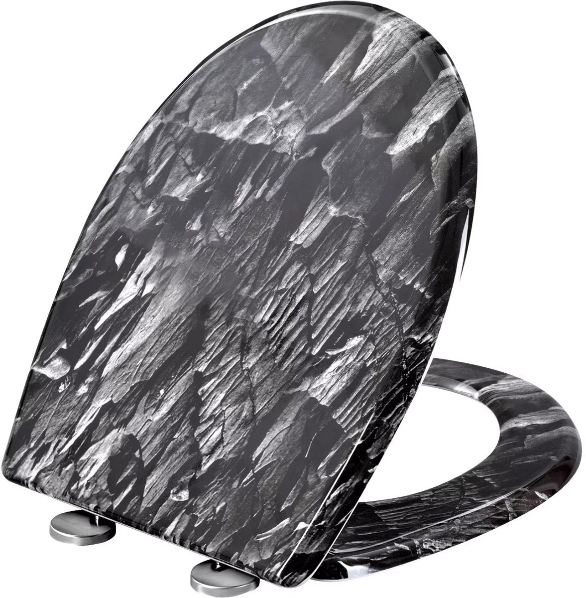 Antibacteriële Toiletbril stoney - Met Softclose - Universeel - Toiletbrillen met print - WC Bril - Toiletzitting