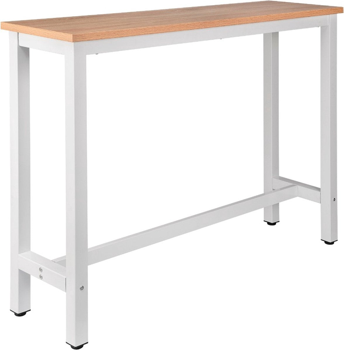 Happyment Bartafel deluxe - Rechthoekig - Bartafel voor Binnen - Metaal - Wit/bruin - 140x40x100cm