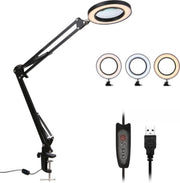 Happyment Loeplamp met Led verlichting - 5X Vergroot - Vergrootglas met lamp - Bureaulamp - 10 dioptrie - Zwart