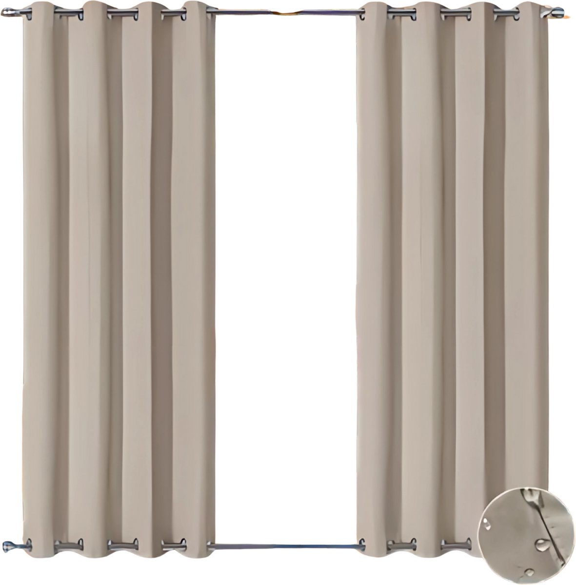 Privacygordijnen - Buitengordijn - Schaduwdoek - Voor Tuin, Veranda of Balkon - UV-bestendig & Zonwerend - Waterdicht Outdoor Design met Doorvoertules - Kleur: Beige-W84xL55in-213x140cm