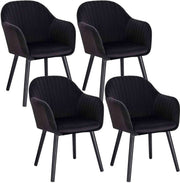 Eetkamerstoelen Zwart Deluxe - Set van 4 - Woonkamerstoelen met rugleuning - Keukenstoelen - Fauteuil - Kuipstoel - Fluweel