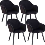 Eetkamerstoelen - Zwart Velvet - Kuipstoelen - Set van 4 - Met rugleuning