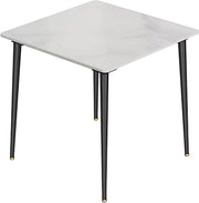 Marmeren Eetkamertafel 4 Personen - Glossy Wit - Metalen Poten - Voor Keuken, Restaurant & Café